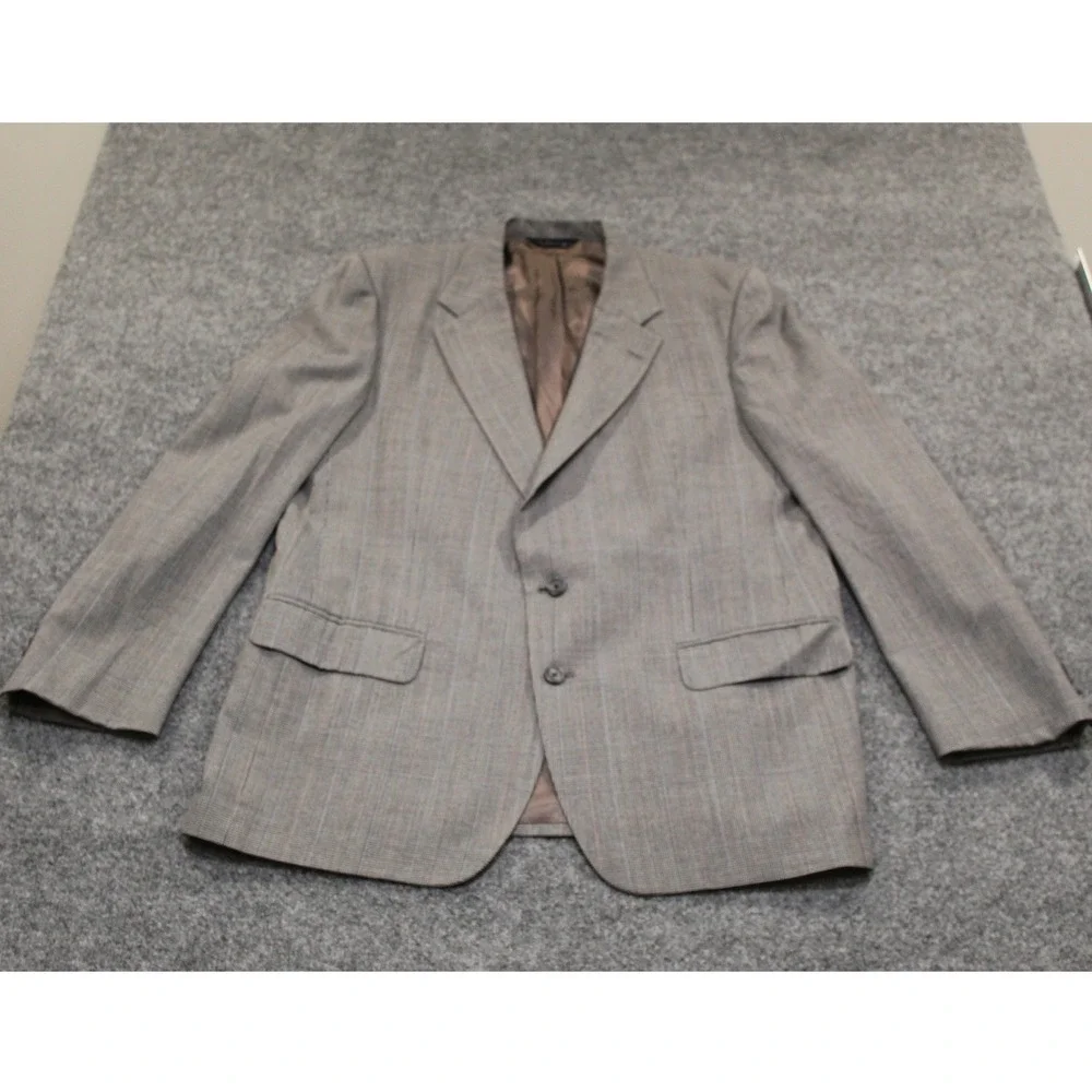 Vintage Burberrys Blazer Men Classic Plaid‎ Wool Two Button Sport Coat Jacket